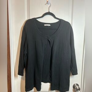 CJ Banks Black Button-Top Sweater - Size XL/2X READ 100% Cotton 3/4 Sleeves